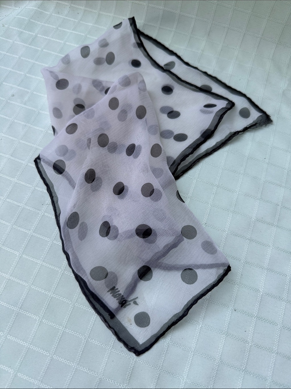 Vintage Mondi Lightweight Silk Polka Dot Sheer NeoScarf - Cream/Black